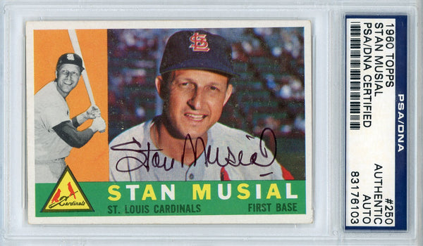 Stan Musial Autographed 1960 Topps Card #250 (PSA)