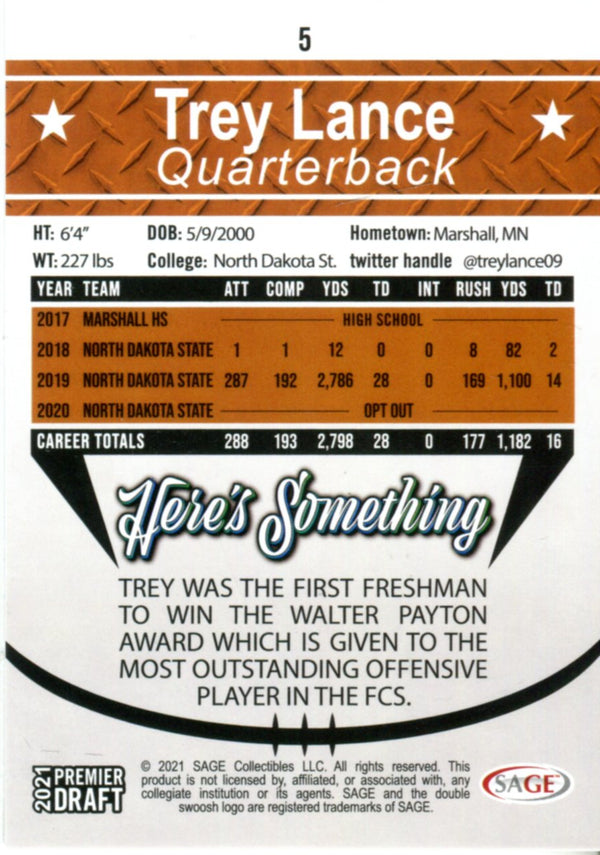Trey Lance 2021 Premier Draft Rookie Card