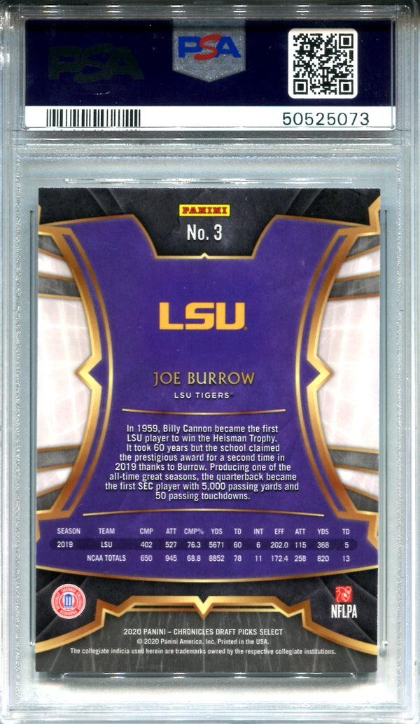 Joe Burrow 2020 Panini Chronicles DP Select Rookie Card (PSA)
