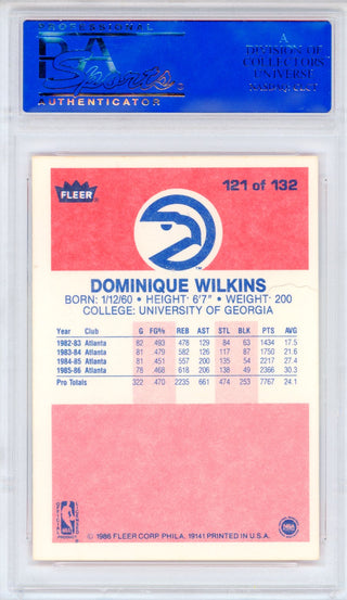 Dominque Wilkins 1986 Fleer Card #121 (PSA Mint 9)