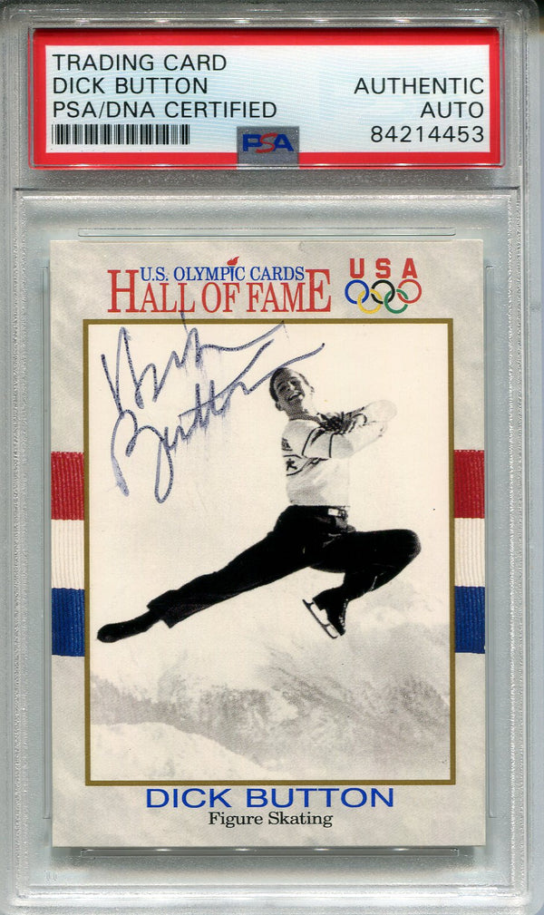 Dick Button Autographed 1991 U.S. Olympic Hall of Fame Card #12 (PSA)