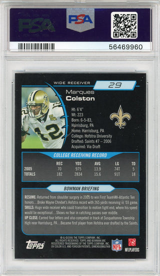 Marques Colston 2006 Bowman Chrome Rookie Card #29 (PSA)