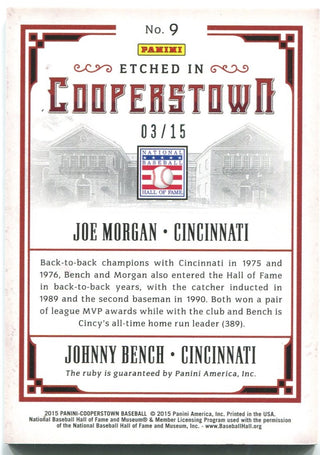 Joe Morgan Johnny Bench Etched in Cooperstown