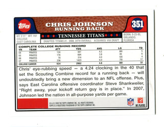 Chris Johnson 2008 Topps #351 RC