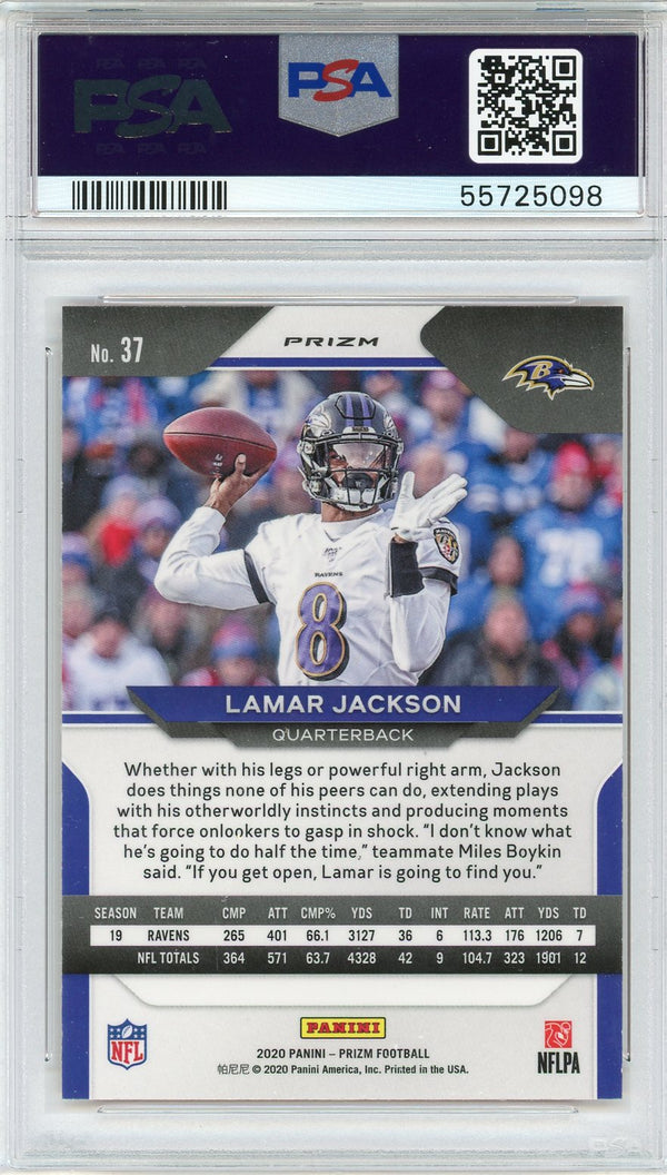 Lamar Jackson 2020 Panini Prizm Lazer Prizm Card #37 (PSA)