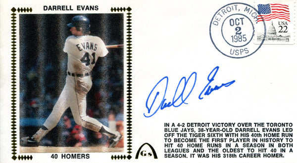 Darrell Evans Autographed Oct 2 1985 First Day Cover