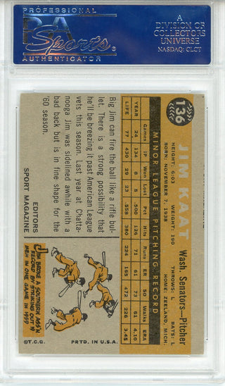 Jim Kaat Autographed 1960 Topps Card #136 (PSA)