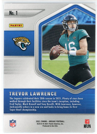 Trevor Lawrence 2021 Panini Mosaic Blue Chips Rookie Card #1