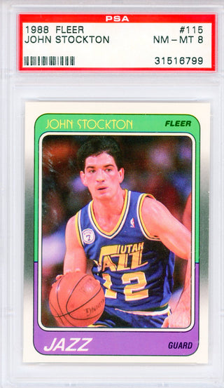 John Stockton 1988 Fleer Card #115 (PSA NM-MT 8)