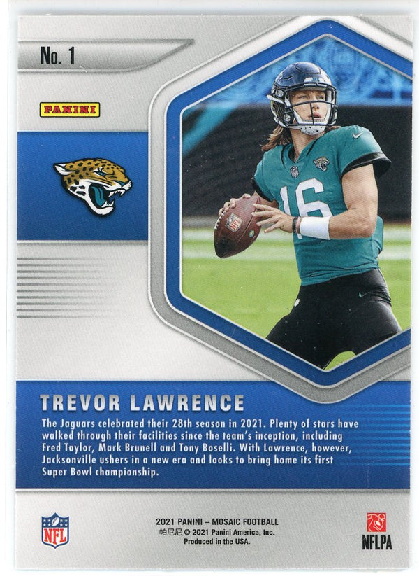 Trevor Lawrence 2021 Panini Mosaic Blue Chips Rookie Card #1
