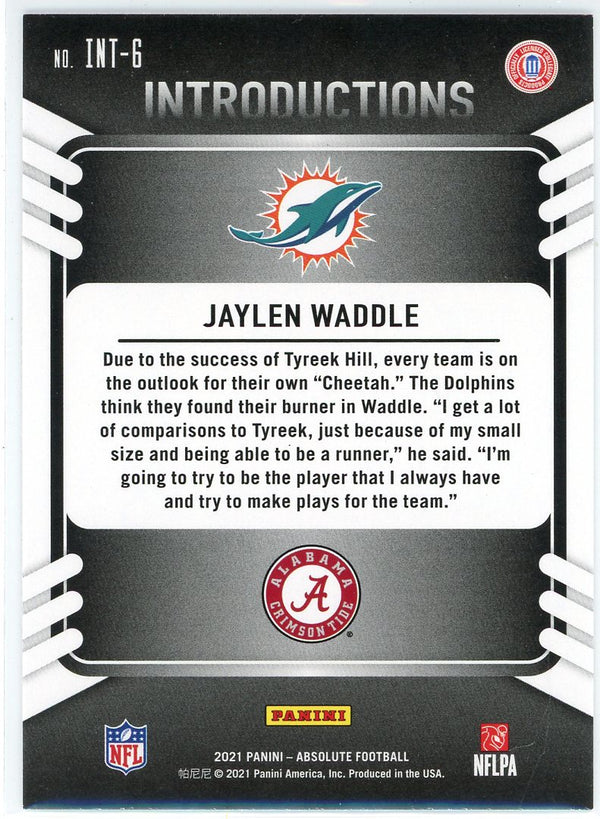 Jaylen Waddle 2021 Panini Absolute Introductions Rookie Card #INT-6