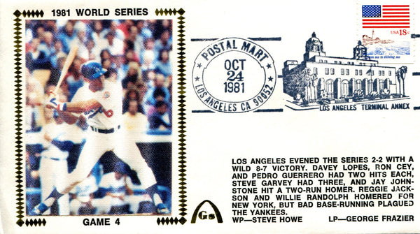1981 World Series Game 4 Oct 24 1981 First Day Cover.