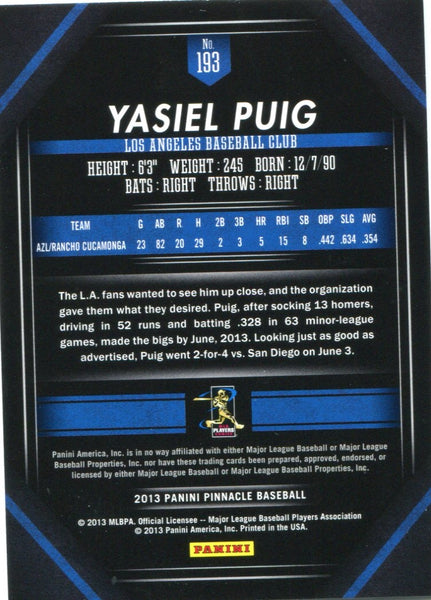 Yasiel Puig 2013 Panini Pinnacle Rookie Card