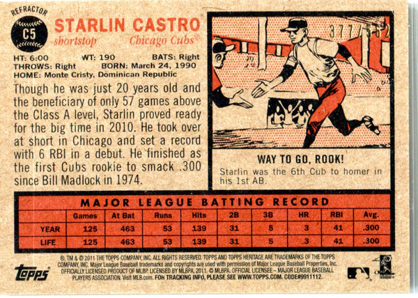 Starlin Castro 2011 Topps Heritage Unsigned Card #377/562