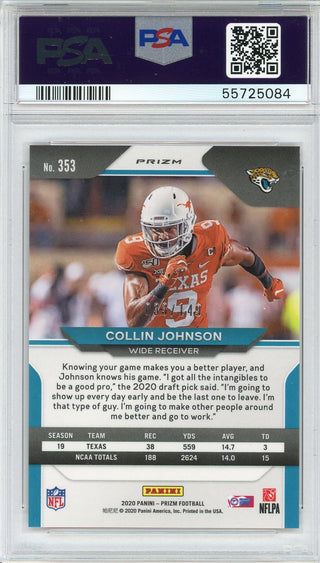 Collin Johnson 2020 Panini Prizm Red Prizm Rookie Card #353 (PSA)