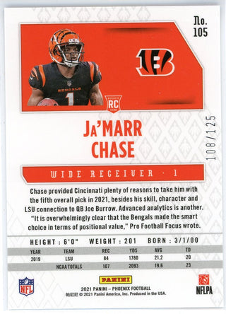 Ja'Marr Chase 2021 Panini Phoenix Purple Parallel Rookie Card #105