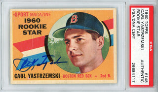 Carl Yastrzemski Autographed 1960 Topps Card #148 (PSA)