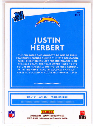 Justin Herbert 2020 Panini Donruss Optic Rated Rookie Card #153