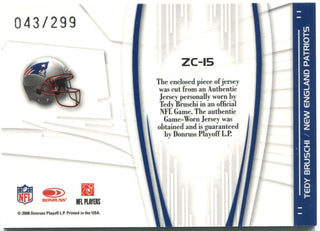 Tedy Bruschi Zoning Commission Donruss Elite Jersey Card