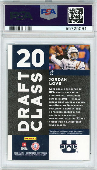 Jordan Love 2020 Panini Contenders Draft Pick Draft Class Rookie Card #20 (PSA)
