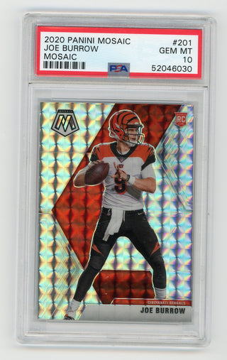 Joe Burrow 2020 Panini Mosaic Silver Refractor #201 RC (PSA 10)