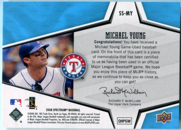 Michael Young 2008 Upper Deck Spectra Jersey #SSMY Swatches Card /15