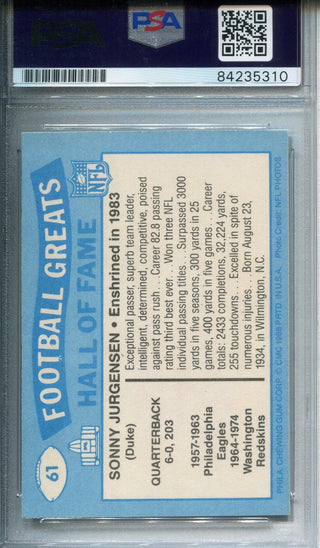 Sonny Jurgensen SWELL Autographed Football Card (PSA/DNA)