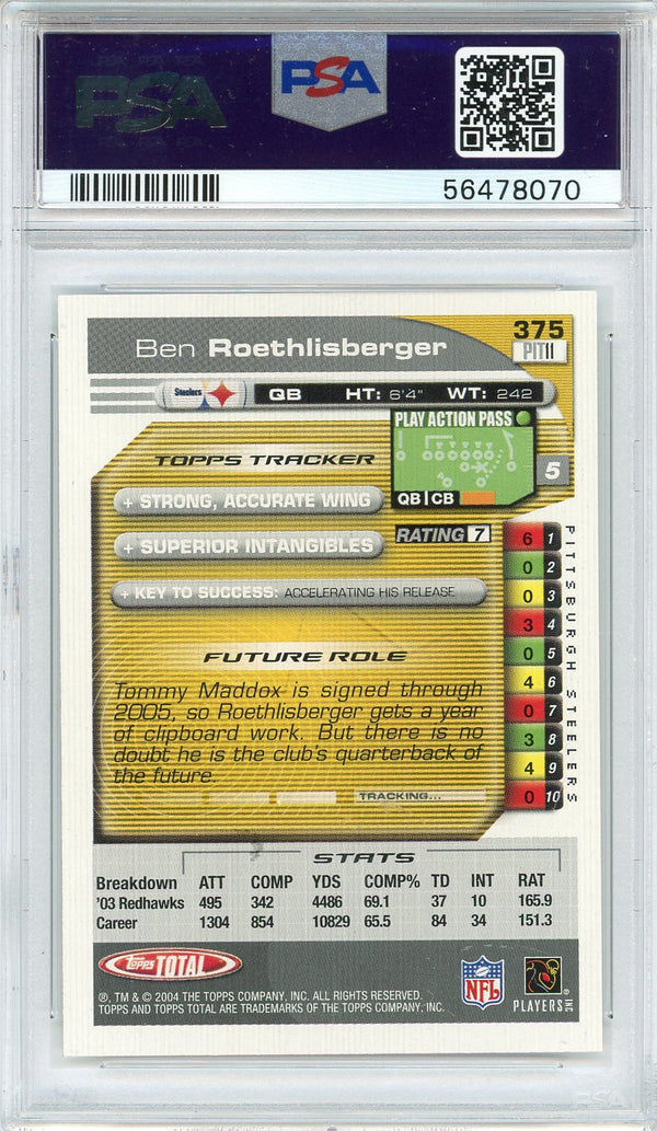 Ben Roethlisberger Pittsburgh Steelers Autographed 2004 Topps