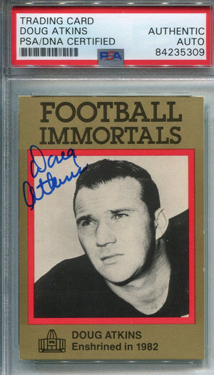 Doug Atkins Football Immortals Autographed Football Card (PSA/DNA)