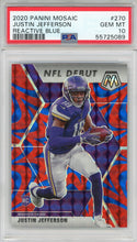 Justin Jefferson 2020 Panini Mosaic Reactive Blue Rookie Card #270 (PSA)