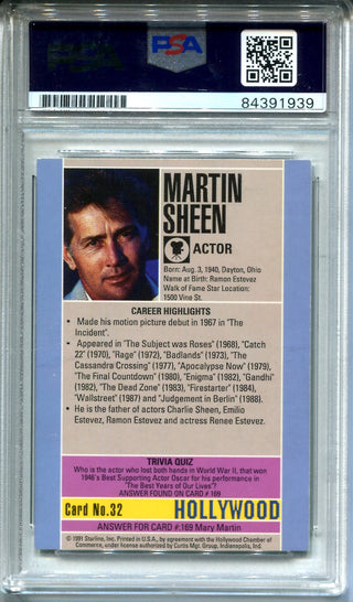 Martin Sheen 1991 Starline #32 (PSA Authentic) Card