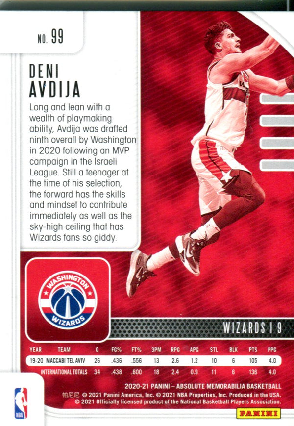 Deni Avdija 2020 Panini Absolute Red Rookie Card 136/199 #99