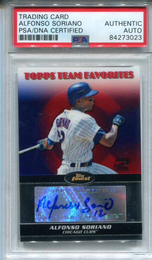 Alfonso Soriano Autographed 2008 Topps Finest Card (PSA)