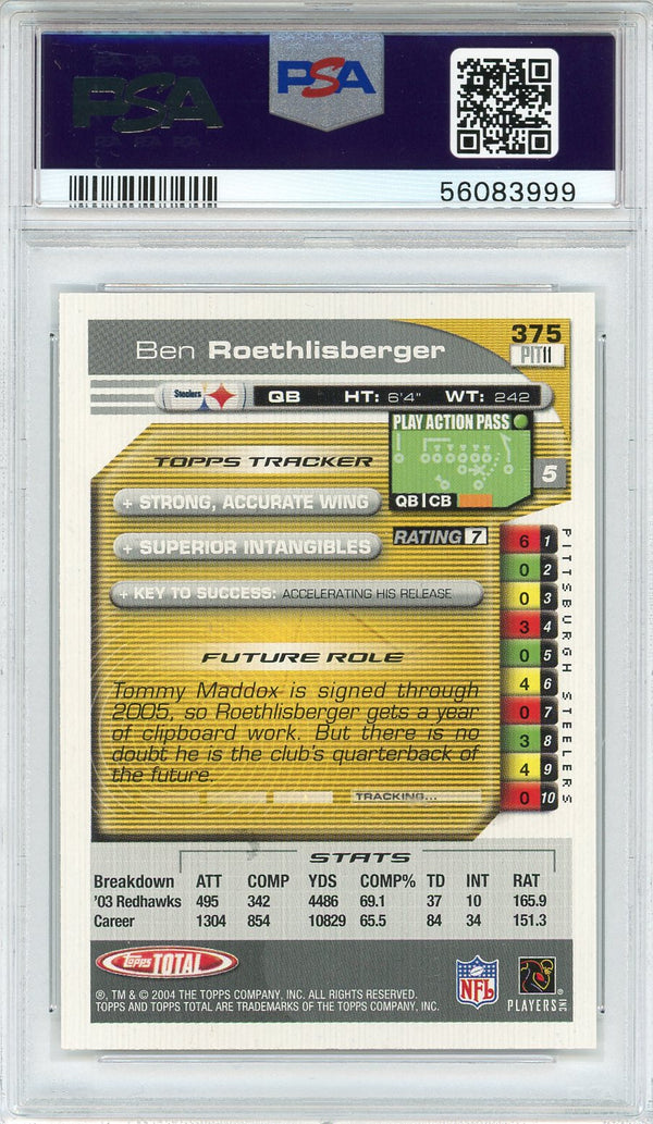 Ben Roethlisberger 2004 Topps Total Rookie Card #375 (PSA)