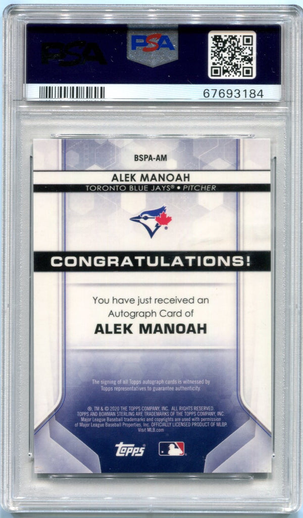 2020 Bowman Sterling Alek Manoah Prospect Auto PSA 10 #AM