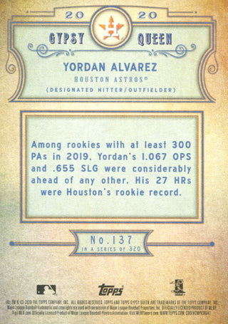 Yordan Alvarez 2020 Topps Rookie Card