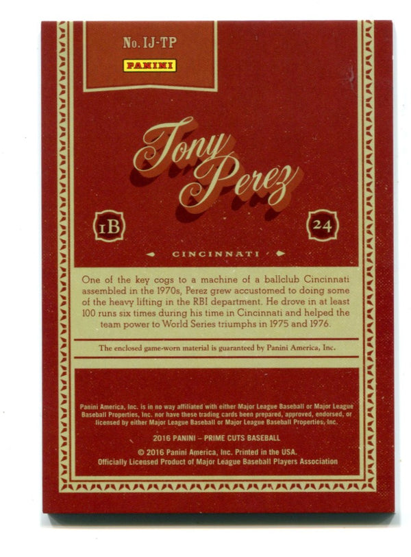 Tony Perez 2016 Panini Prime Cuts Icons Jersey Card #IJTP