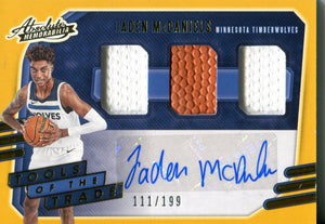 Jaden McDaniels 2020 Panini Absolute Autographed Tools Of The Trade Rookie Card 111/199 #TT3-JMC