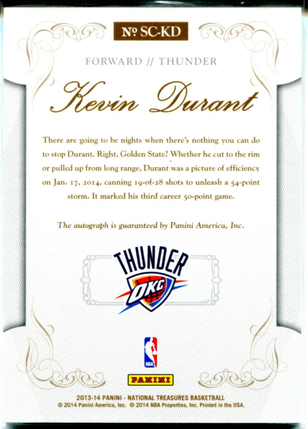 Kevin Durant Autographed 2013-14 Panini National Treasures Scripts Card #SC-KD