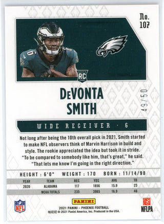 DeVonta Smith 2021 Panini Phoenix Parallel Rookie Card #107