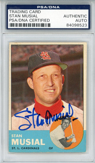 Stan Musial Autographed 1963 Topps Card #250 (PSA)