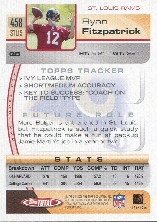 Ryan Fitzpatrick 2005 Topps Total Rookie Card