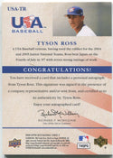 Tyson Ross 2008 Upper Deck Team USA Jersey Autographed Card #36/50