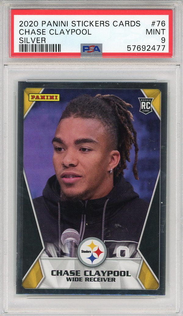 Chase Claypool 2020 Panini Stickers Silver Rookie Card #76 (PSA)
