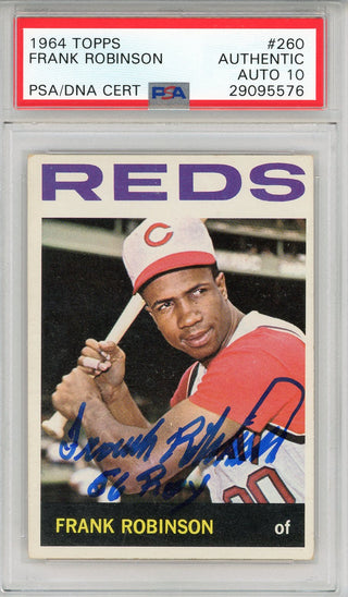 Frank Robinson "56 ROY" Autographed 1964 Topps Card #260 (PSA)