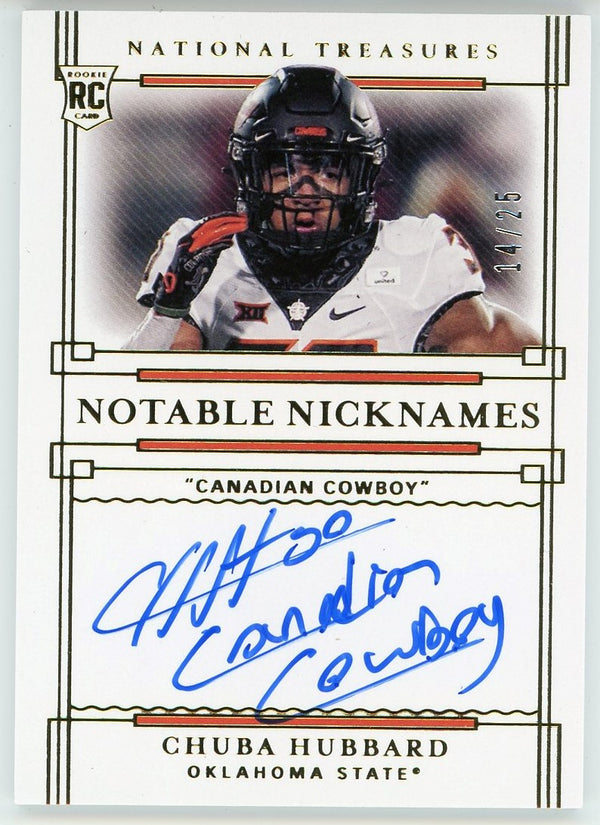 Chuba Hubbard "Canadian Cowboy" Autographed 2021 Panini National treasures Collegiate Rookie Card