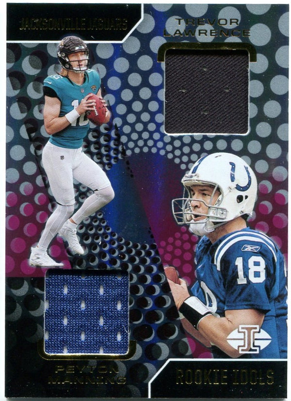 Trevor Lawrence Peyton Manning Panini Illusions Rookie Idols Duel Patch Card