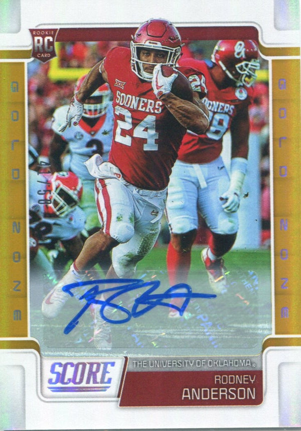 Rodney Anderson Autographed 2019 Score Gold Zone Rookie Card 41/50