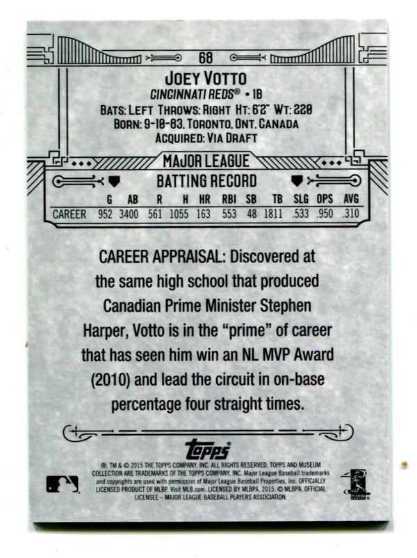 Joey Votto 2015 Topps Museum Collection #68 Card 15/99