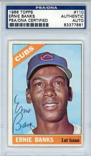 Ernie Banks Autographed 1966 Topps Card #110 (PSA)